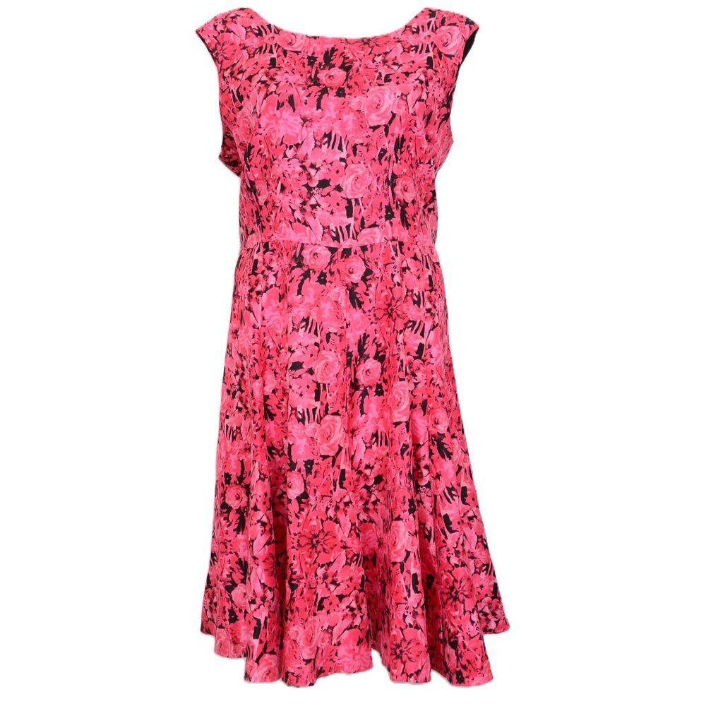 Melonie PLUS 20W Pink Floral Sleeveless Cocktail A-Line Knee Dress Party Prom